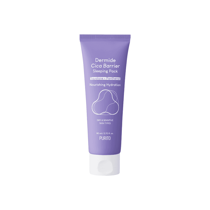 PURITO naktinė kaukė su centele DERMIDE CICA BARRIER SLEEPING PACK, 80 ml