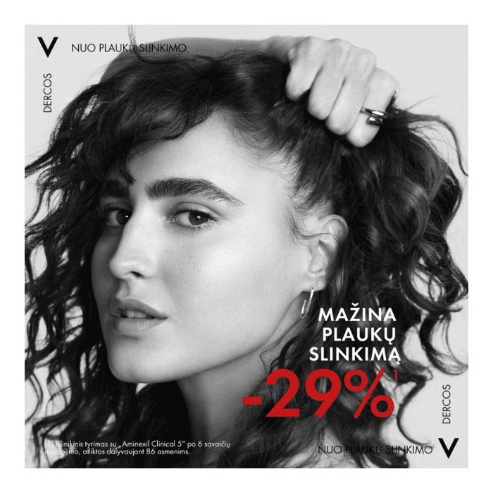 VICHY ampulės slenkantiems moterų plaukams  AMINEXIL CLINICAL 5, 21 vnt., 6 ml-1