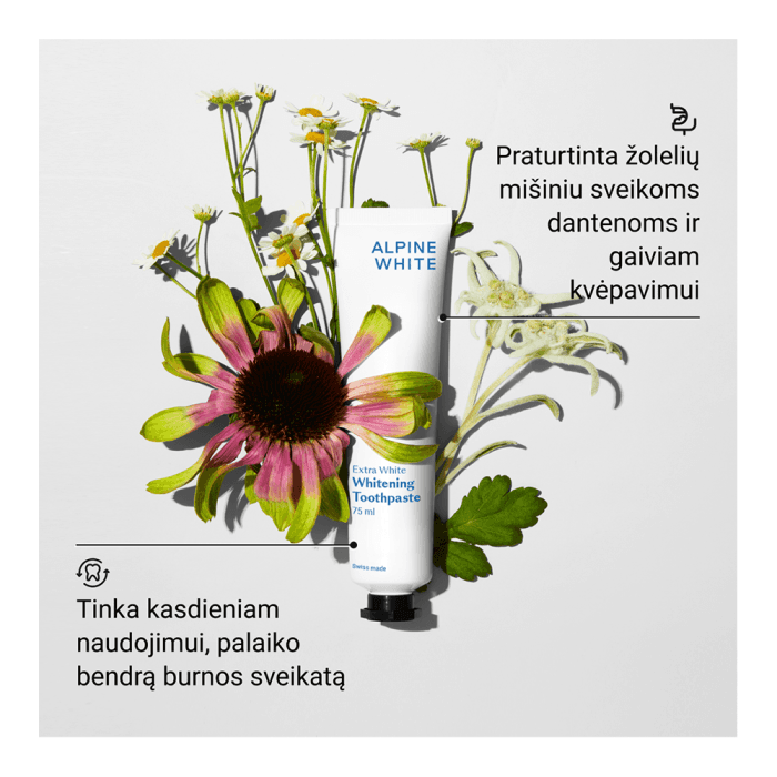 ALPINE WHITE, Extra White Balinanti dantų pasta, 75ml, 75 ml-2