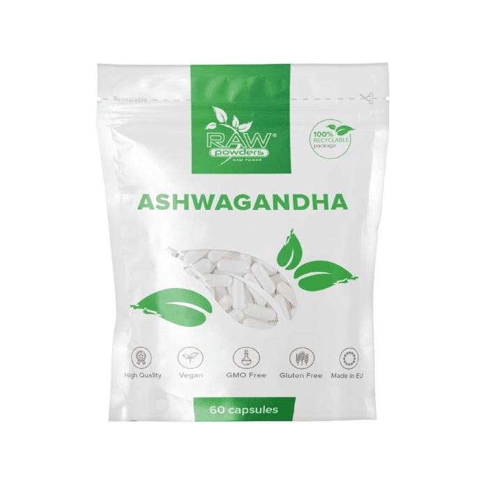 RAW POWDERS AŠVAGANDA, 60 kapsulių