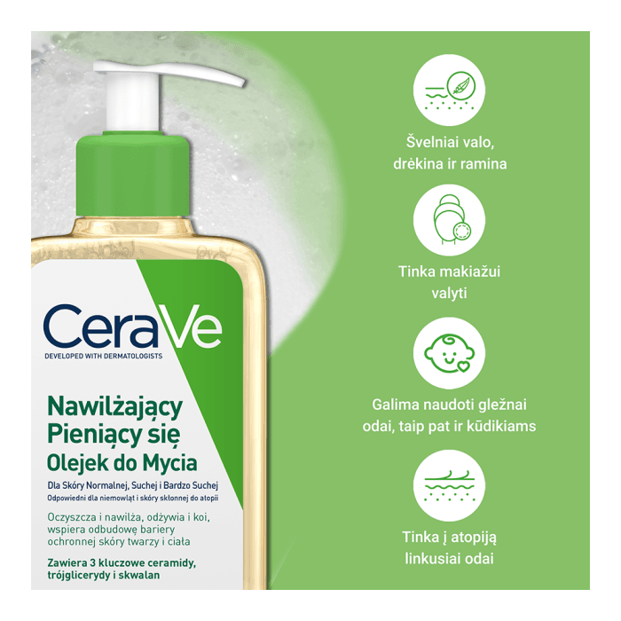 CERAVE prausiamasis aliejus normaliai, sausai ir labai sausai odai, 236 ml-2