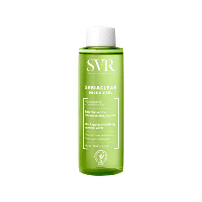 SVR šveičiamasis veido losjonas probleminei, į aknę linkusiai odai SEBIACLEAR MICRO-PEEL, 150 ml, 150 ml