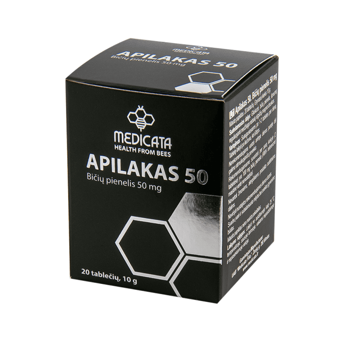 APILAKAS 50 bičių pienelis, 20 tablečių