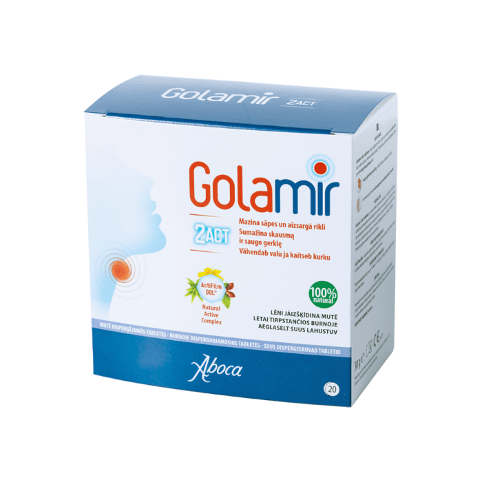 GOLAMIR 2ACT, 20 burnoje tirpstančių tablečių-1