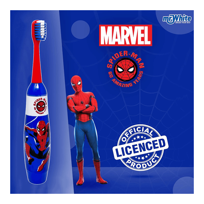 Mr. White SPIDER-MAN elektrinis vibruojantis dantų šepetėlis vaikams, nuo 4 m., 1 vnt.-2