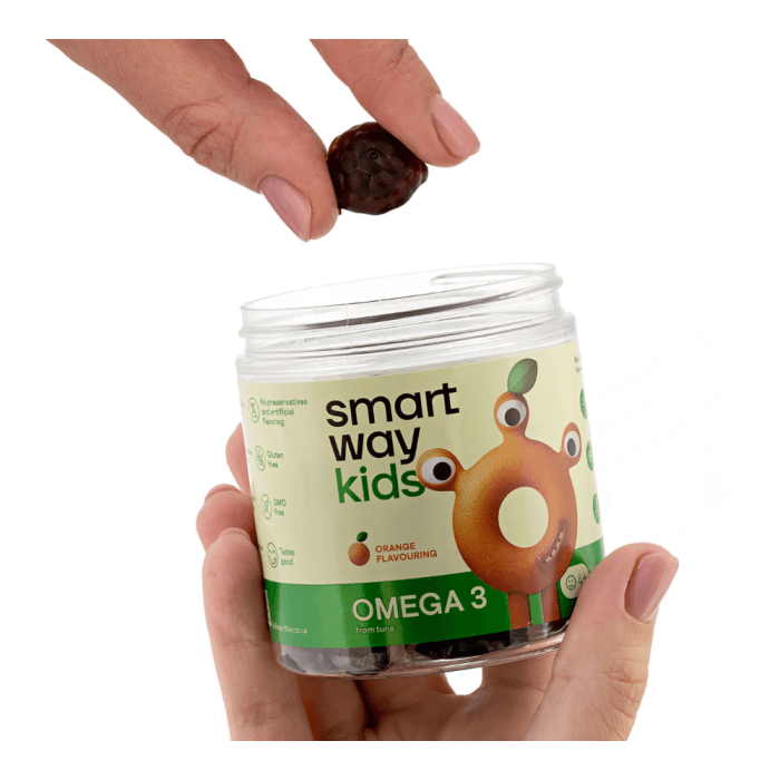SMART WAY KIDS apelsinų skonio žuvų taukų ir vitaminų kompleksas, 60 guminukų-1