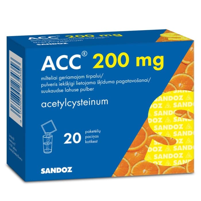 ACC, 3 g, 200 mg, milteliai geriamajam tirpalui, N20
