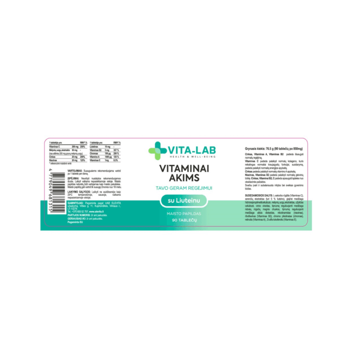 VITA-LAB, Vitaminai akims su Liuteinu, 90 tablečių-1