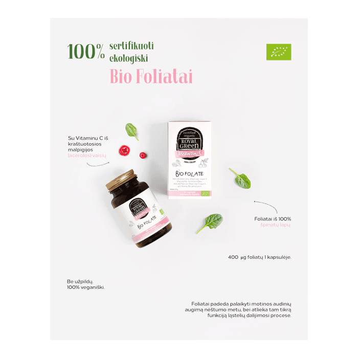 ROYAL GREEN BIO Foliatai 400 μg  LT-EKO-001, 60 kapsulių-1