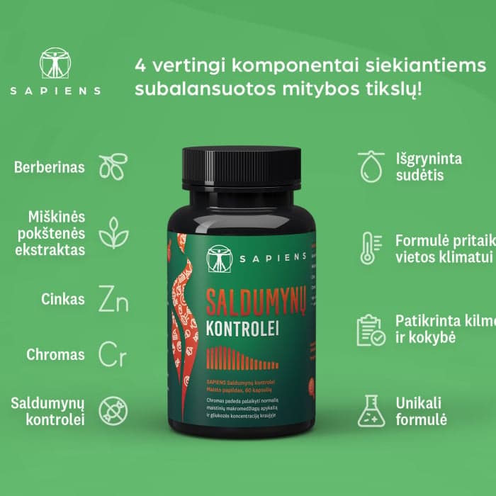 SAPIENS Saldumynų kontrolei, 60 kapsulių-1