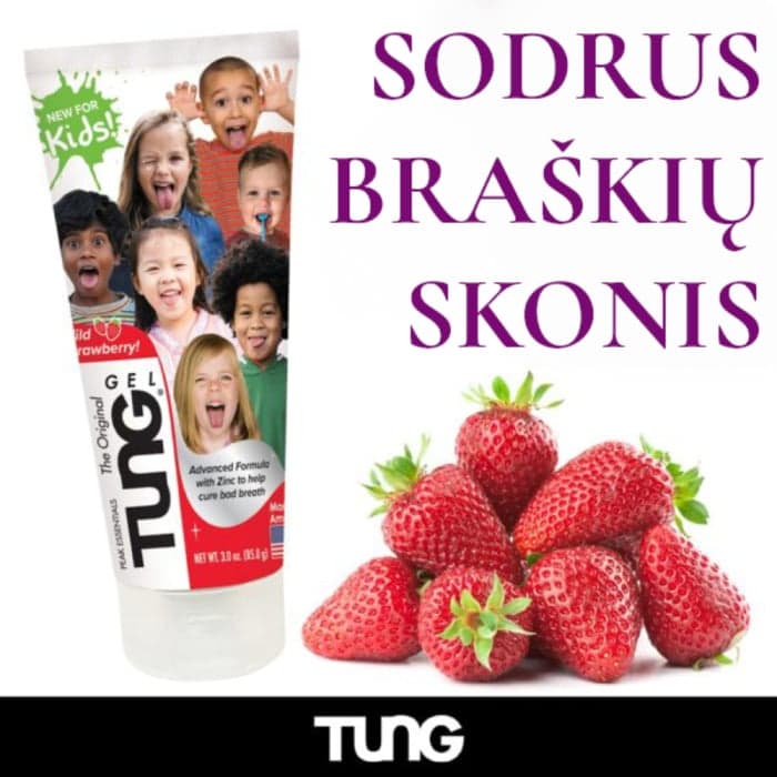TUNG, STRAWBERRY gelis liežuvio valymui, braškių skonio, 85 g-1
