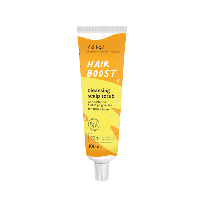KILIG galvos odos šveitiklis su ricinos aliejumi ir alyvuogių kauliukais HAIR BOOST, 100 ml-1