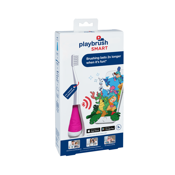 PLAYBRUSH išmanusis dantų šepetėlio kotelis SMART, rožinė spalva, nuo 3 m., 1 vnt.