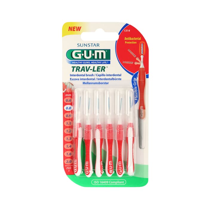 SUNSTAR GUM tarpdančių šepetėlis TRAV-LER, 6 vnt.