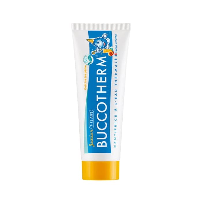 BUCCOTHERM vaikiška dantų pasta gelis JUNIOR, persikų ir šaltos arbatos skonio, 7–12 m., 50 ml