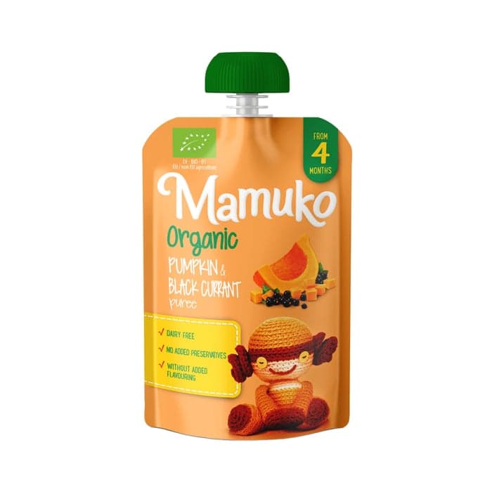 MAMUKO ekologiška moliūgų ir juodųjų serbentų tyrelė, nuo 4 mėn., LT-EKO-001, 100 g