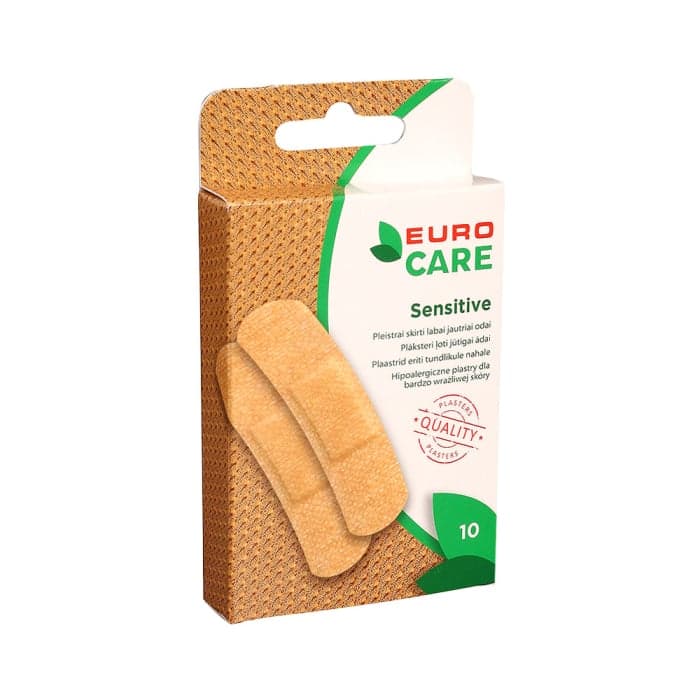 EUROCARE pleistrų rinkinys SENSITIVE, 19 x 72 mm, 10 vnt.