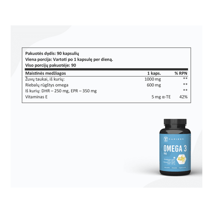 SAPIENS omega 3 PRO, nuo 18 m., 90 kapsulių-1
