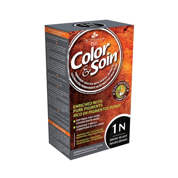 COLOR & SOIN plaukų dažai be amoniako 1N Ebony Black, 135 ml