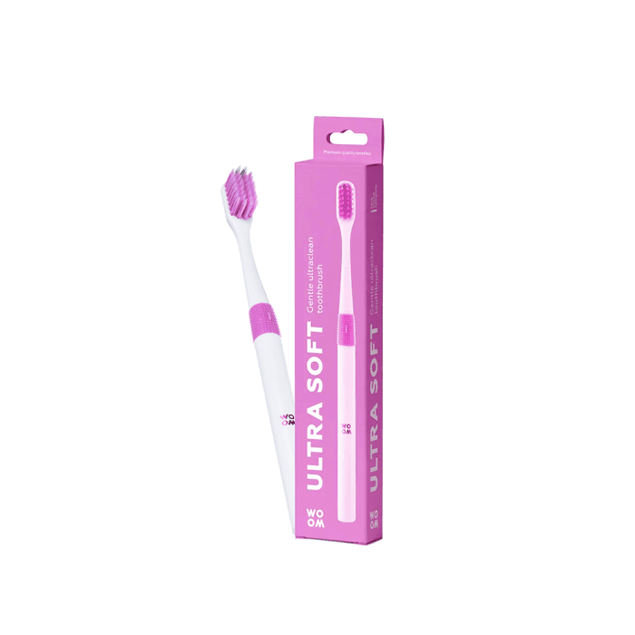 WOOM labai minkštas dantų šepetėlis ULTRA SOFT, rožinė spalva, 1 vnt.-1