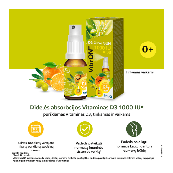 VITIRON D3 OLIVE  SUN 1000 IU, apelsinų skonio, 10 ml-1