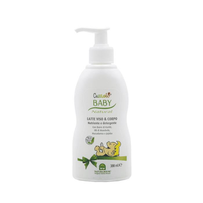 NATURA HOUSE maitinamasis veido ir kūno pienelis vaikams su sviestmedžių sviestu CUCCIOLO, 300 ml