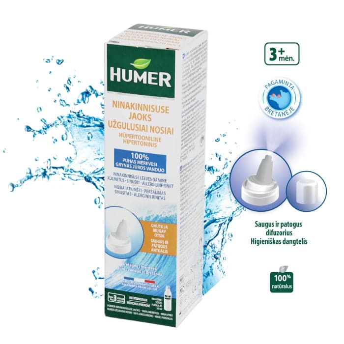 HUMER hipertoninis jūros vanduo užgulusiai nosiai, 50 ml-2