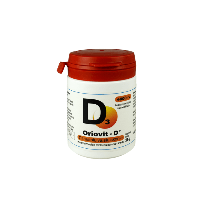 Oriovit-D 4000 TV, vitaminas D3, 100 kramtomųjų tablečių