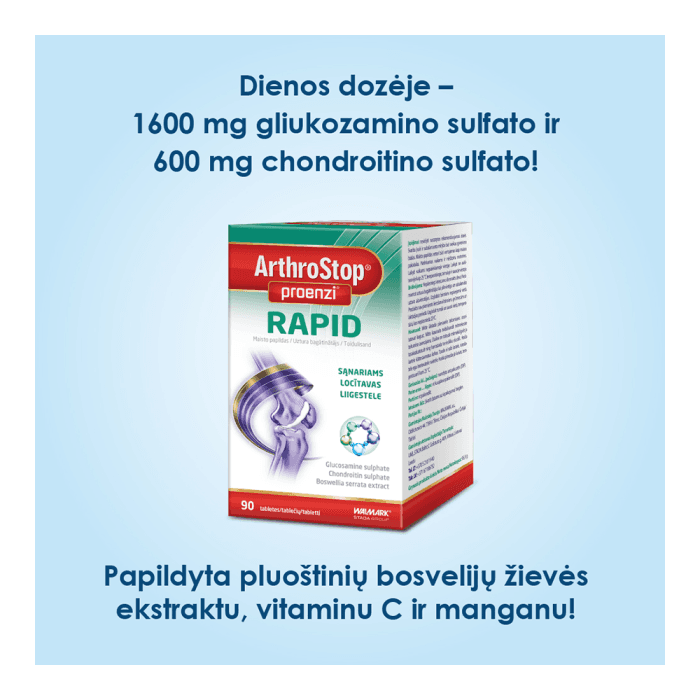 ARTHROSTOP PROENZI RAPID (kompleksas sąnariams), 90 tablečių-1