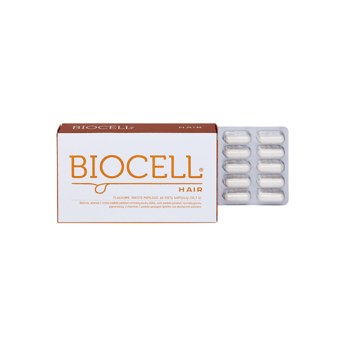BIOCELL HAIR maisto papildas plaukams, 60 kapsulių-1