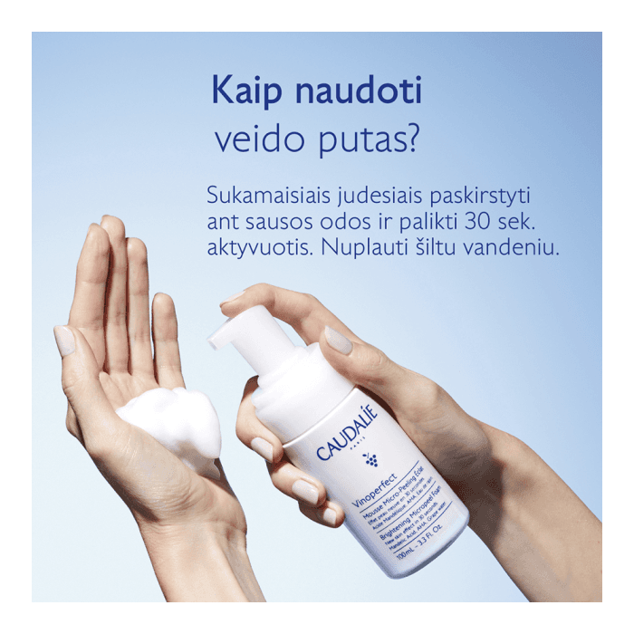 CAUDALIE šveičiamasis veido prausiklis pigmentuotai odai VINOPERFECT MICROPEEL FOAM, 100 ml-2