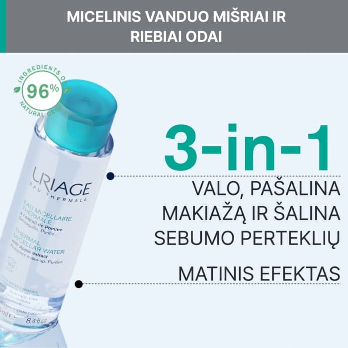 URIAGE micelinis valomasis vanduo riebiai-mišriai veido odai, 250 ml-2