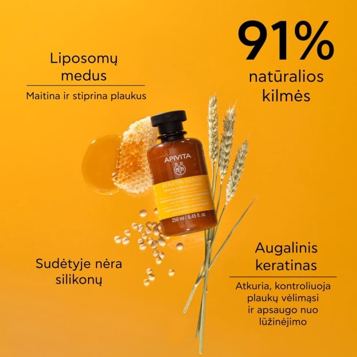 APIVITA maitinamasis šampūnas su keratinu, 250 ml-2