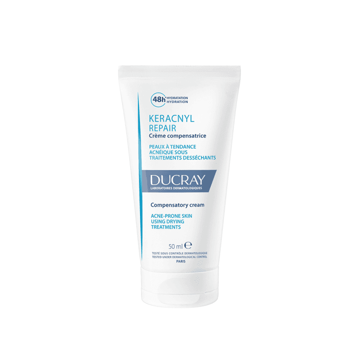 DUCRAY drėkinamasis kremas į aknę linkusiai odai  KERACNYL REPAIR, 50 ml