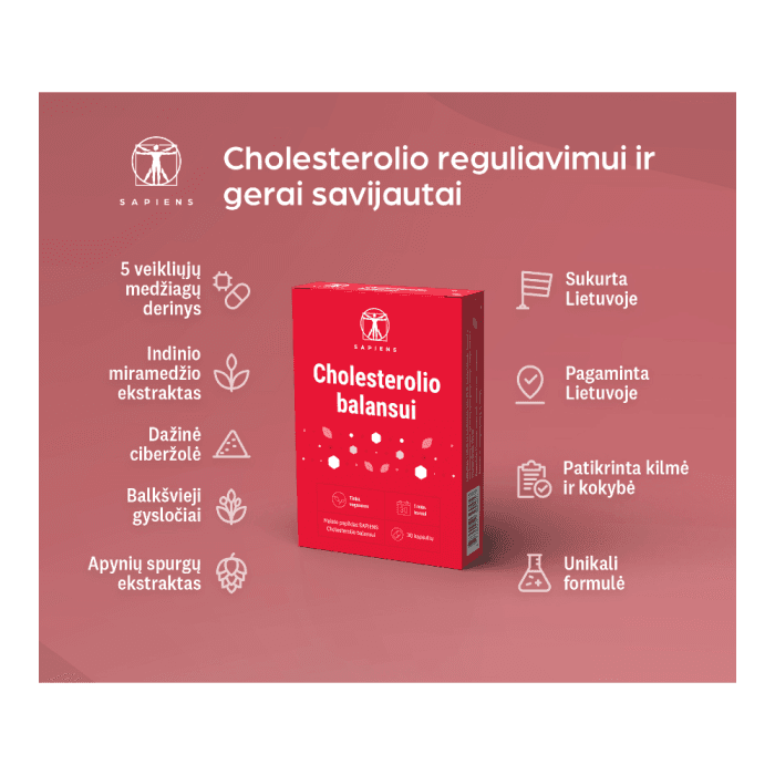 SAPIENS cholesterolio balansui, nuo 12 m., 30 kapsulių-1