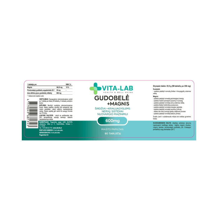 VITA-LAB, Gudobelė 600 su magniu, 90 tablečių-1
