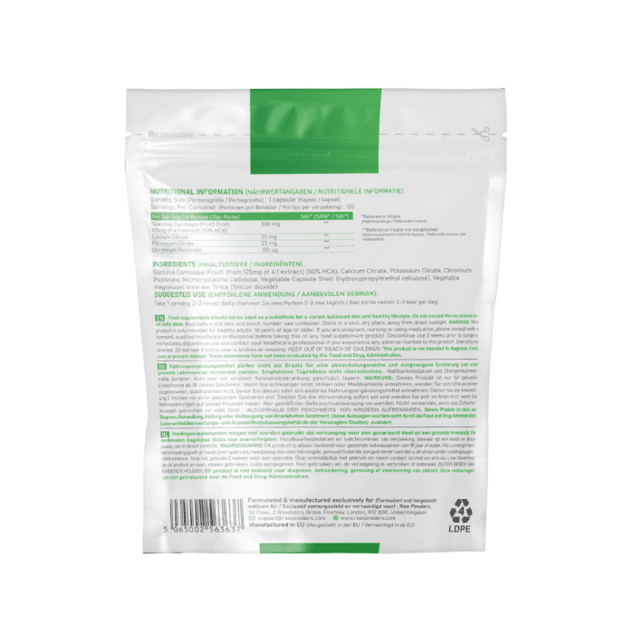 RAW POWDERS GARCINIA CAMBOGIA, 120 kapsulių-1