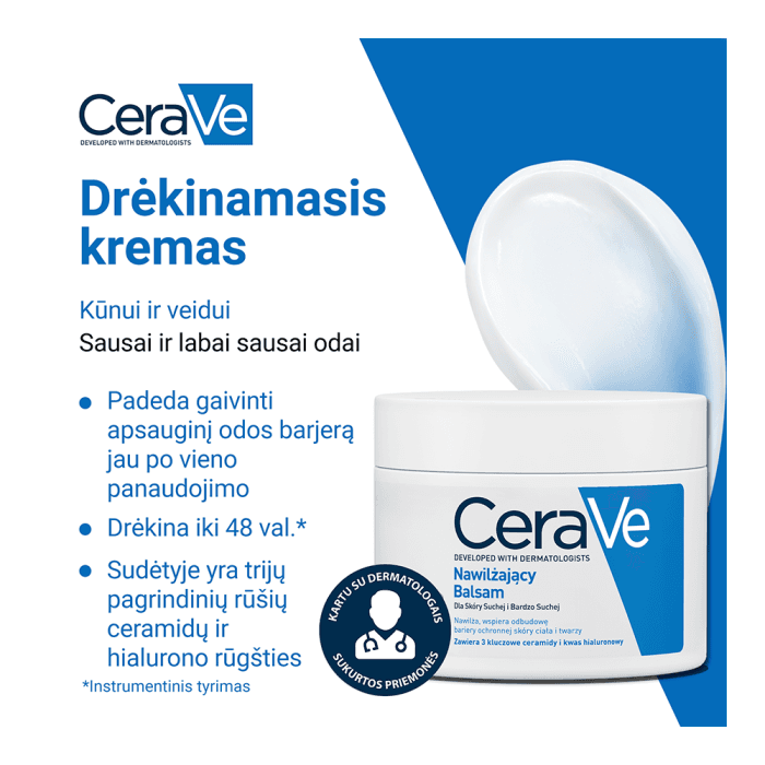 CERAVE drėkinamasis kremas sausai odai, 340 ml-1