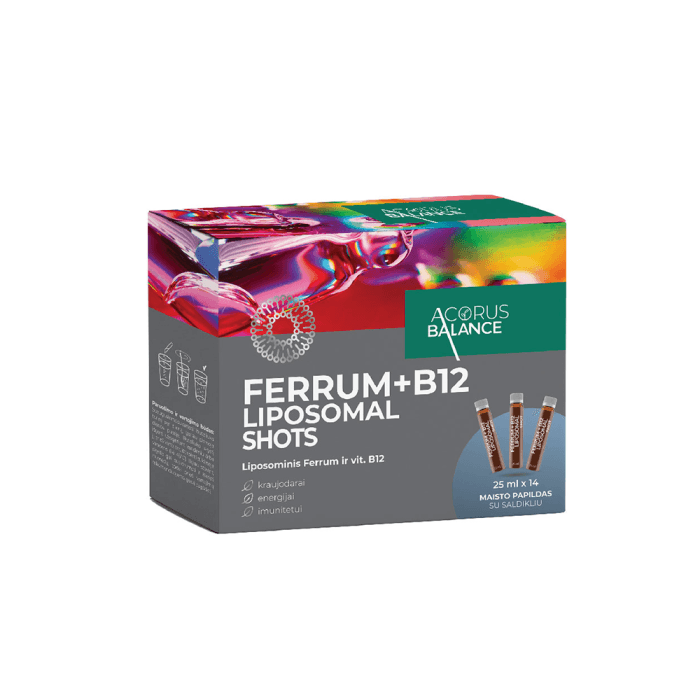 ACORUS BALANCE GELEŽIS + B12, 25 ml, 14 buteliukų-1