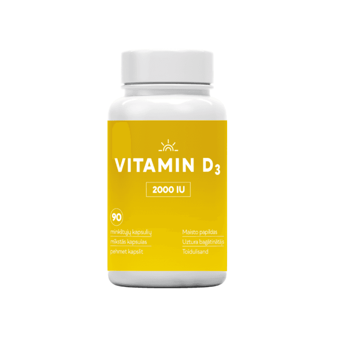 VITAMINAS D3 2000IU, nuo 12 m., 90 minkštų kapsulių