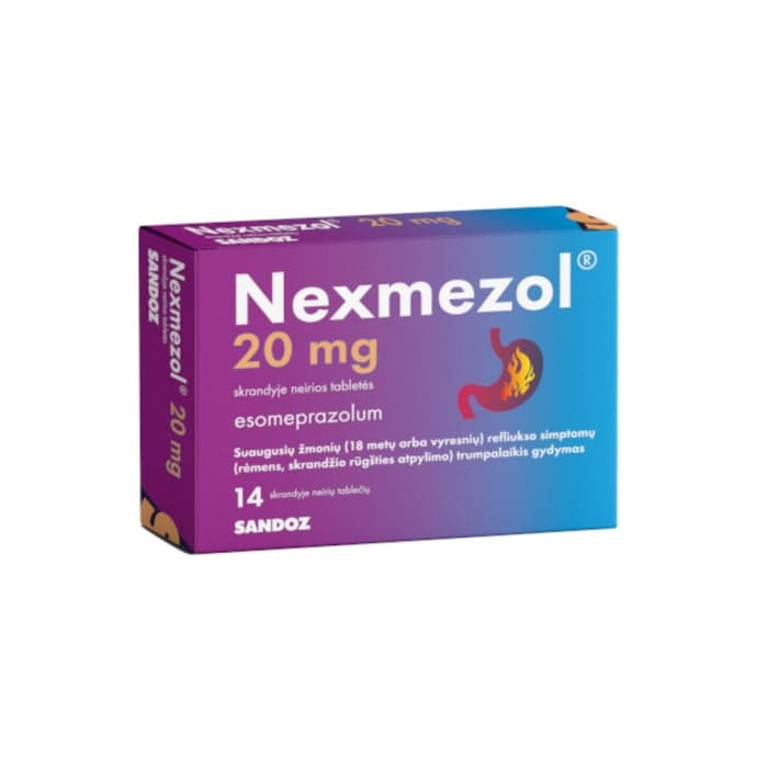NEXMEZOL, 20mg, Skrandyje neirios tabletės, N14