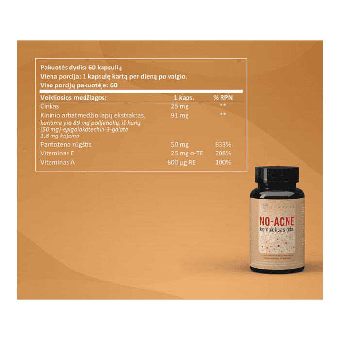 SAPIENS No-Acne kompleksas odai, 60 kapsulių-2