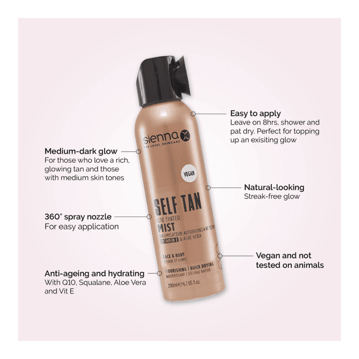 SIENNA-X savaiminio įdegio dulksna su Q10, 200 ml-2