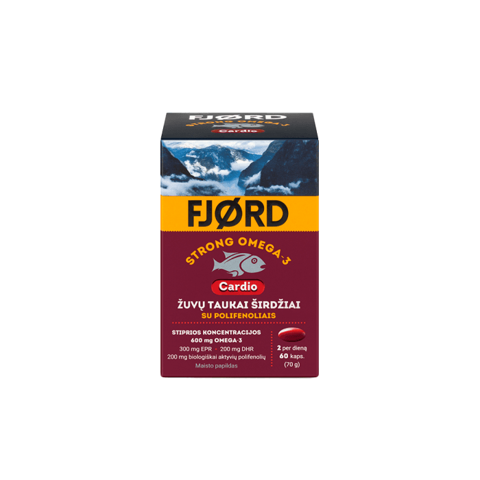 FJØRD STRONG OMEGA-3 CARDIO žuvų taukai su polifenoliais, 60 kapsulių-2