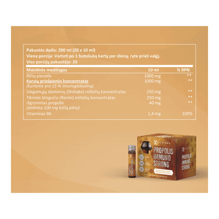 SAPIENS, Propolis Immuno Strong, 20 buteliukų-2