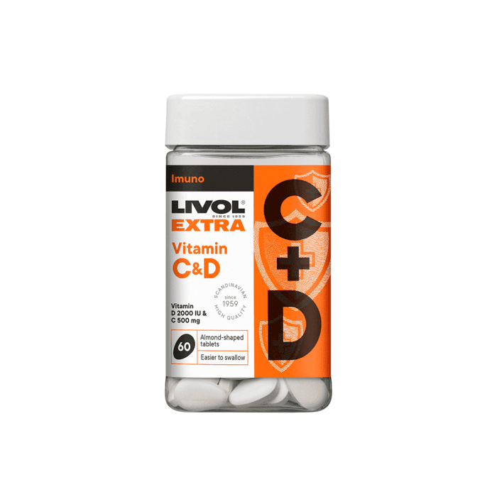 LIVOL Vitaminai C+D, 60 dengtų tablečių-1