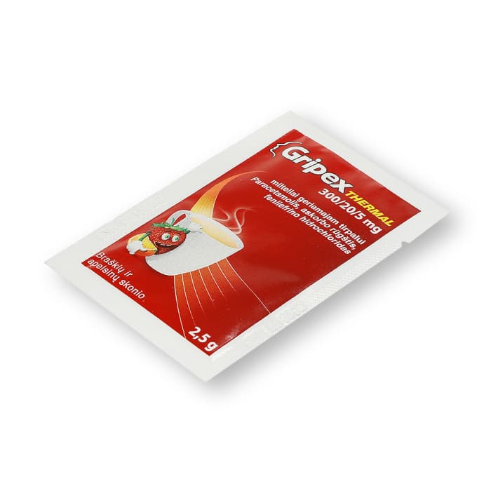 GRIPEX THERMAL, 300/20/5 mg, milteliai geriamajam tirpalui, N12-1