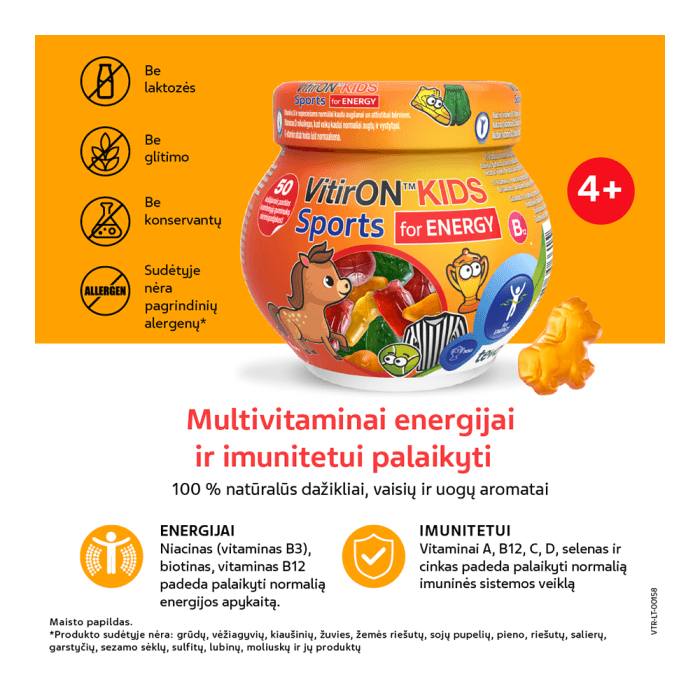 VitirON KIDS SPORTS for ENERGY, 50 kramtomųjų guminukų-1