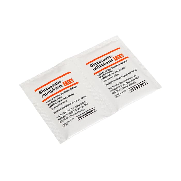 GLUCOSAMIN-RATIOPHARM, 1,5g, milteliai geriamajam tirpalui, N20-1