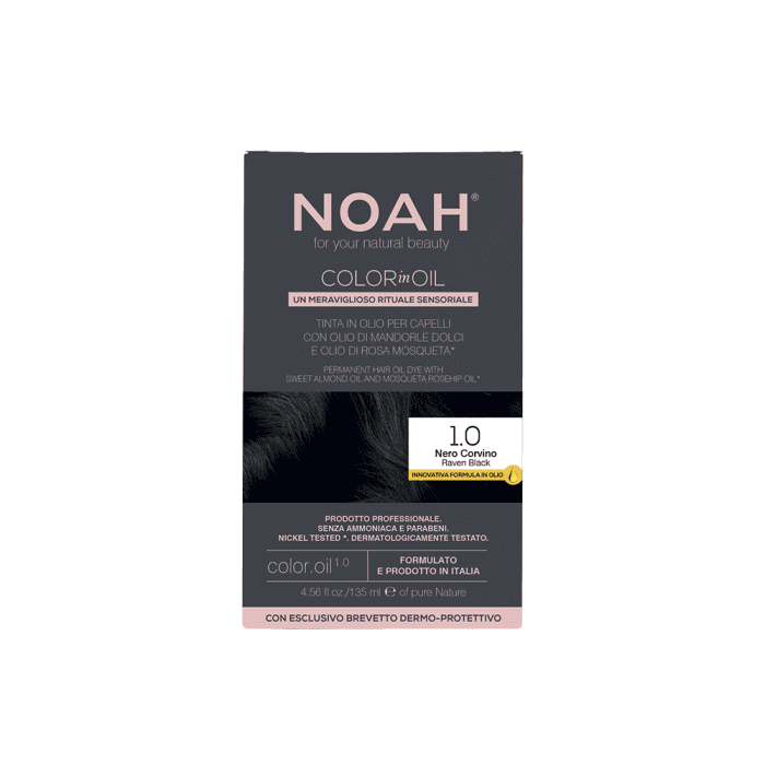 NOAH, aliejiniai plaukų dažai COLOR IN OIL 1.0 RAVEN BLACK, 135 ml